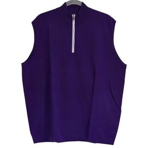 Peter Millar Purple Quarter Zip Sweater Vest Men's XL Merino Wool Blend Logo